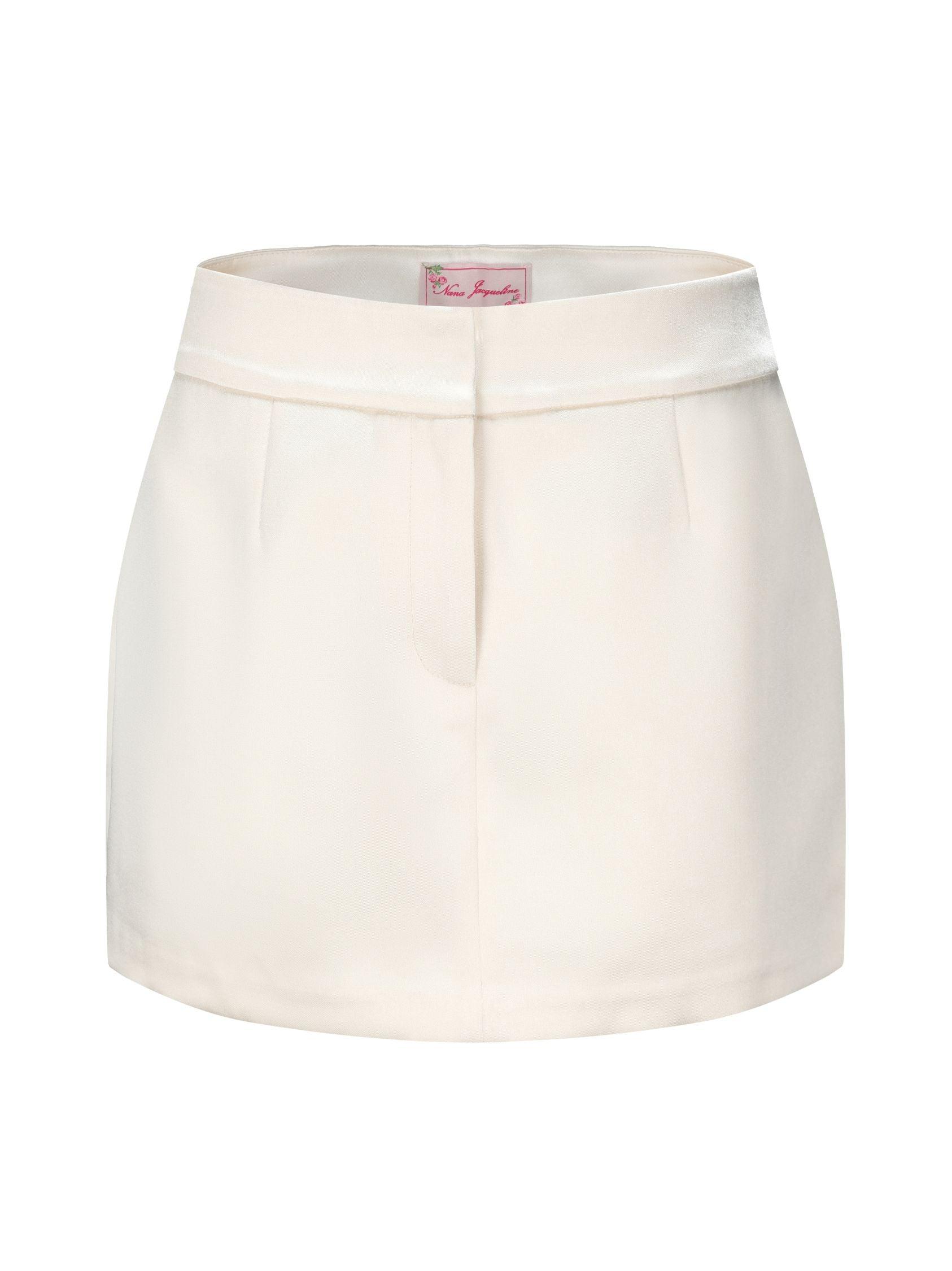 Elle Satin Mini Skirt (White) (Final Sale) Product Image
