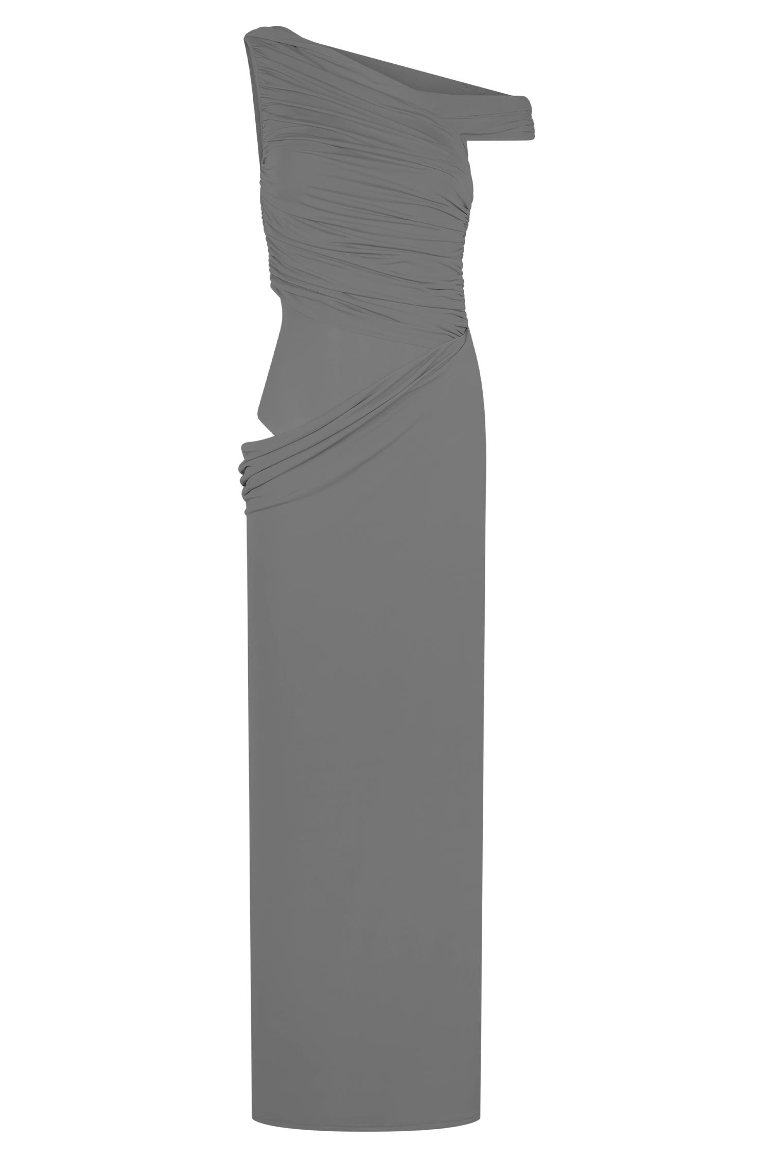 Callen One Shoulder Slinky Maxi Dress - Black Product Image