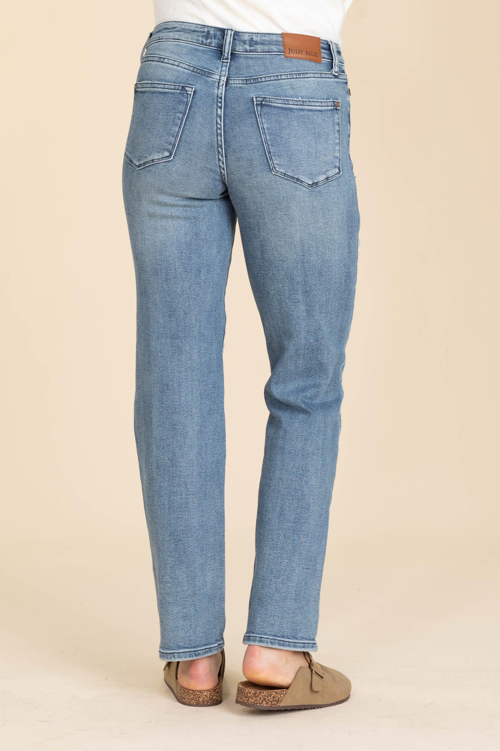 Judy Blue Contrast Wash Distressed Dad Jean Product Image