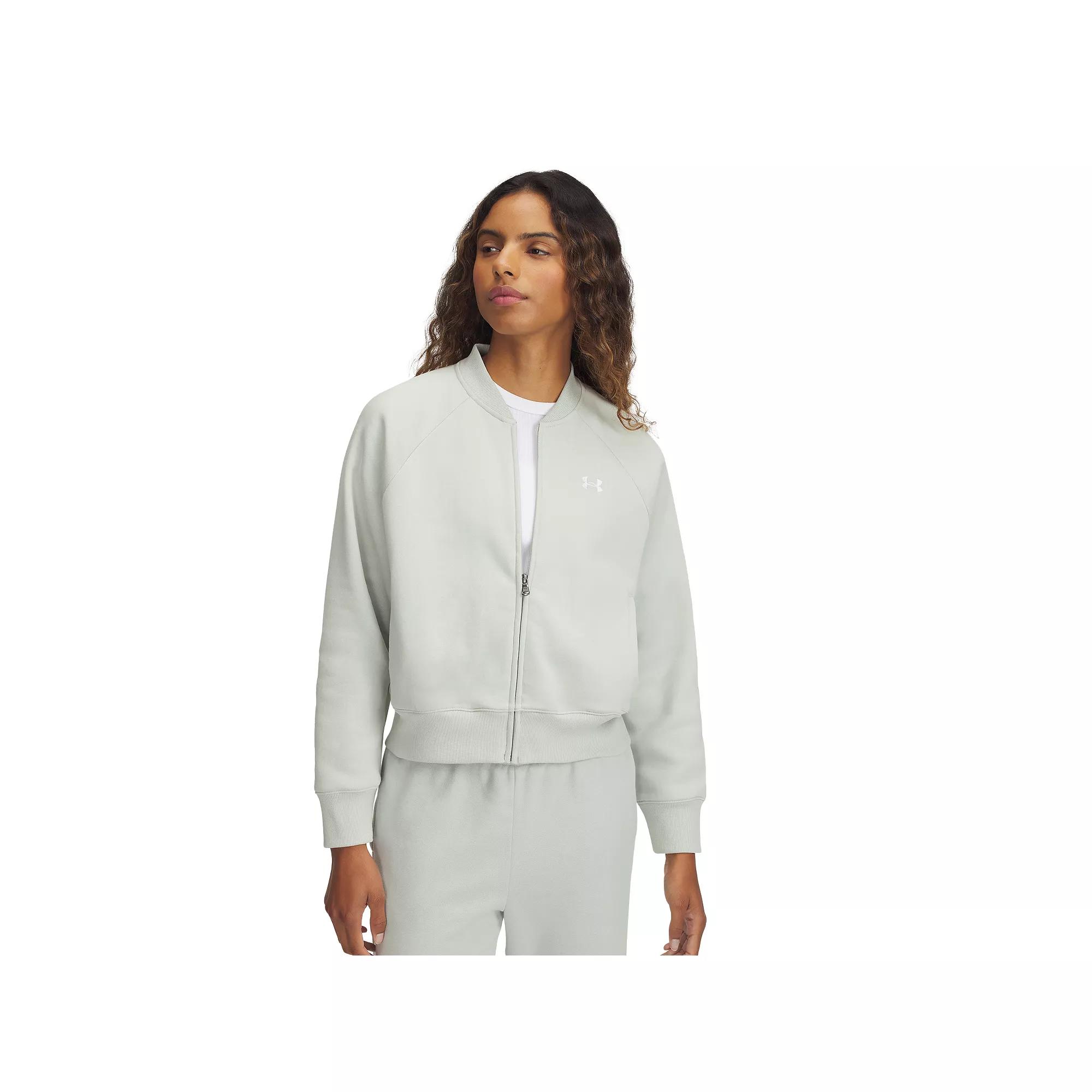 Women's Under Armour Rival Fleece Bomber Jacket, Size: Medium, Hydro Green Product Image