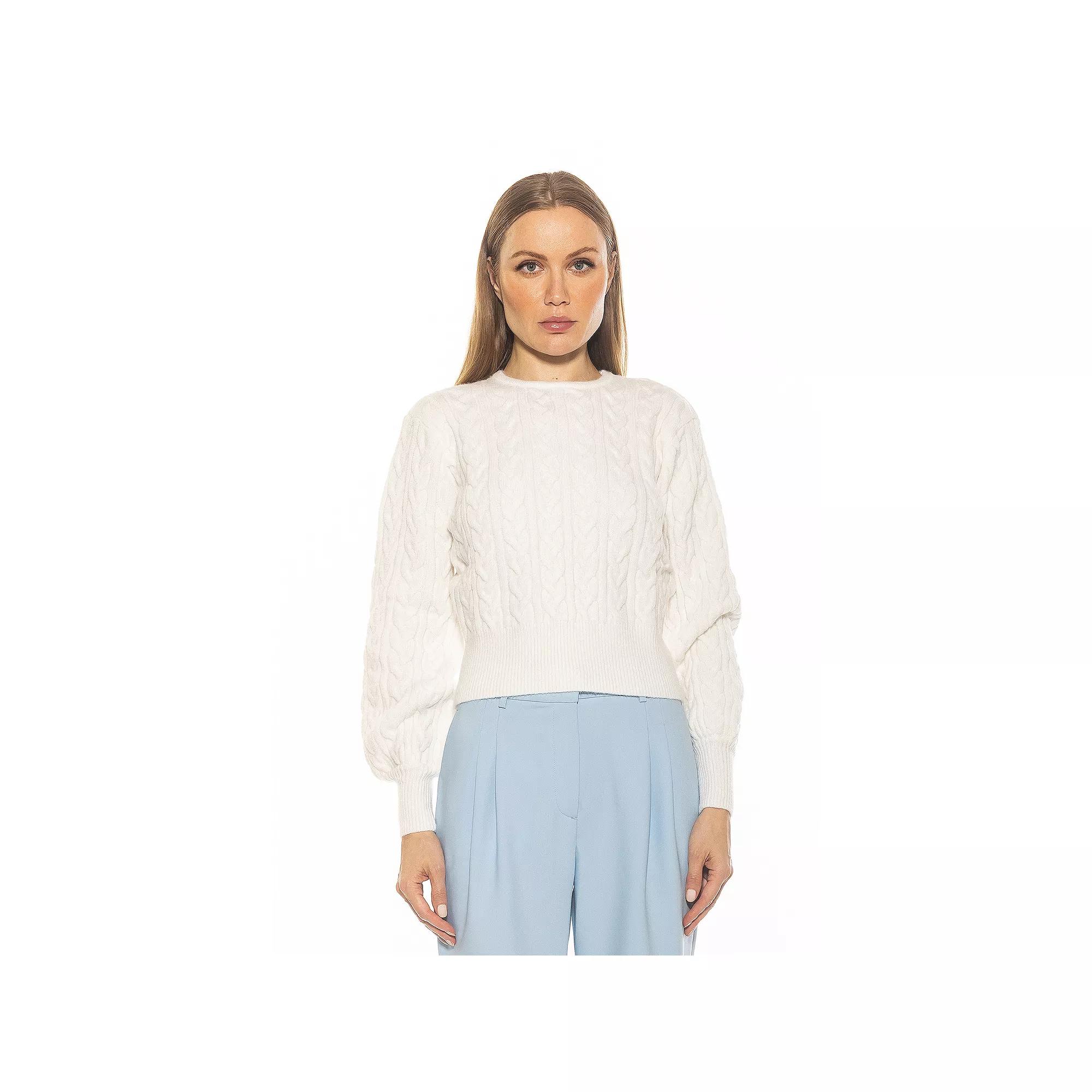 Women's ALEXIA ADMOR Berli Crewneck Bubble Sleeve Cable Knit Sweater,  Product Image