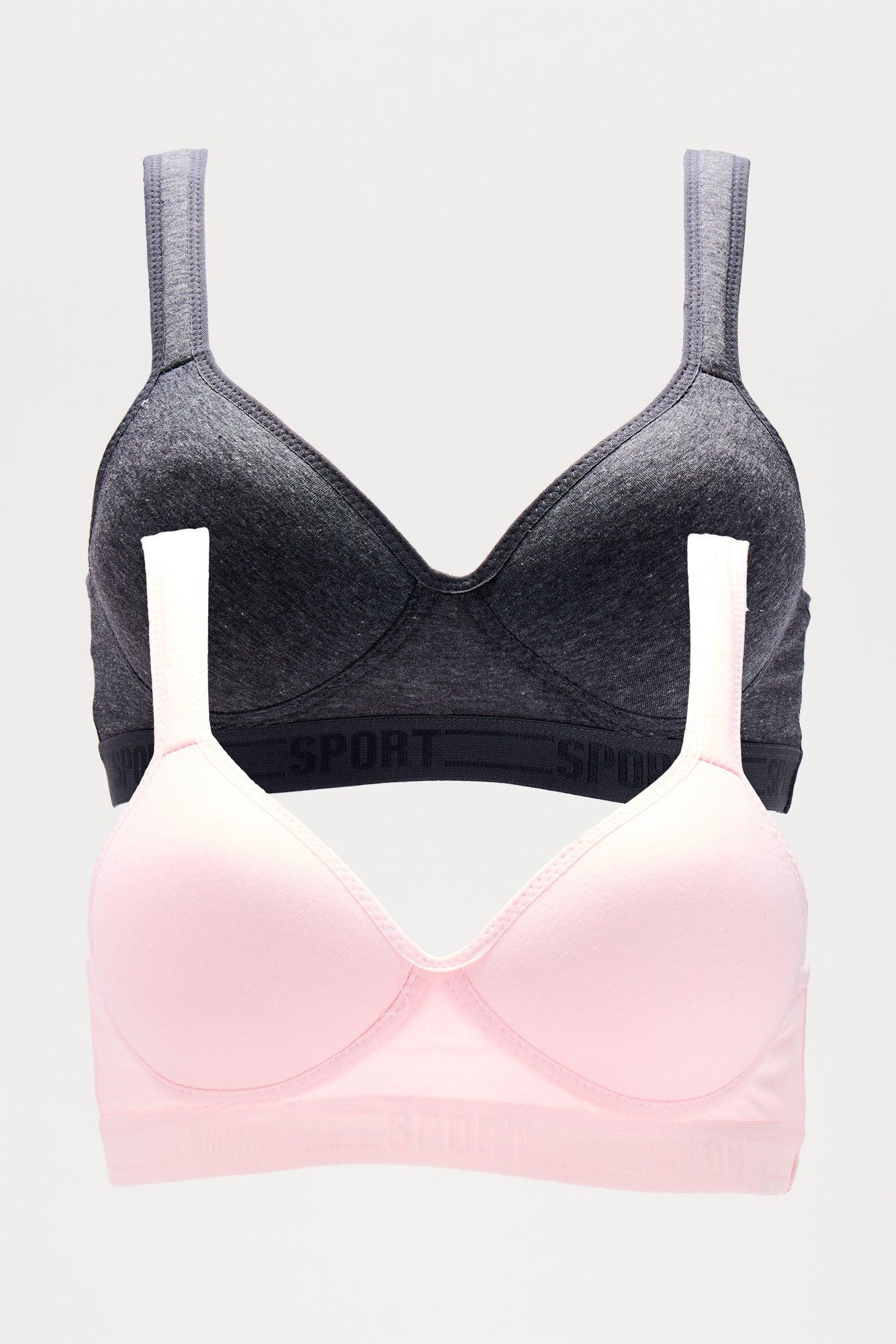 Sporty Look 2 Pack Wireless Molded Cup Cotton Bra - Blush/combo Product Image