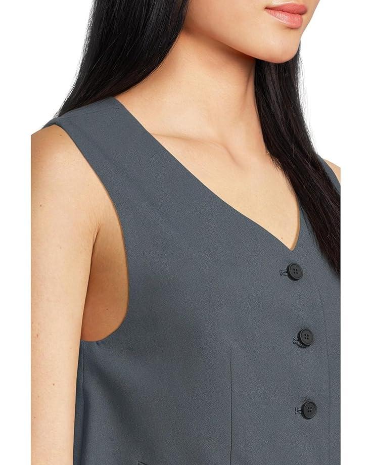 Washable Stretch Crepe Round Neck Long Vest Product Image