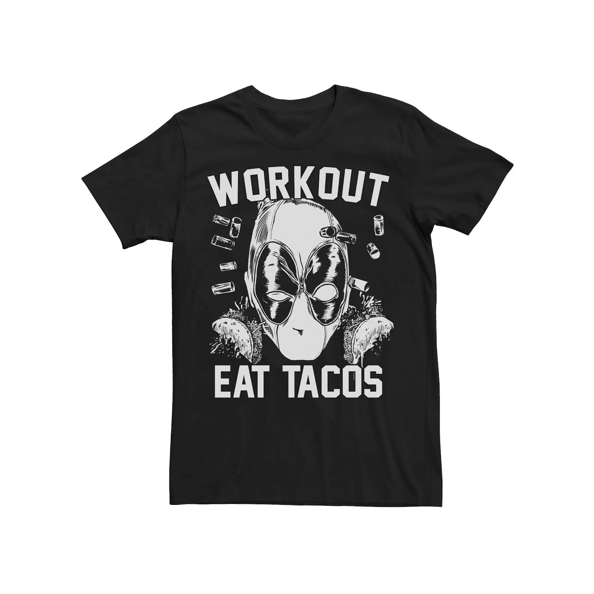 Men's Marvel Deadpool Workout Eat Tacos Tee,  Product Image