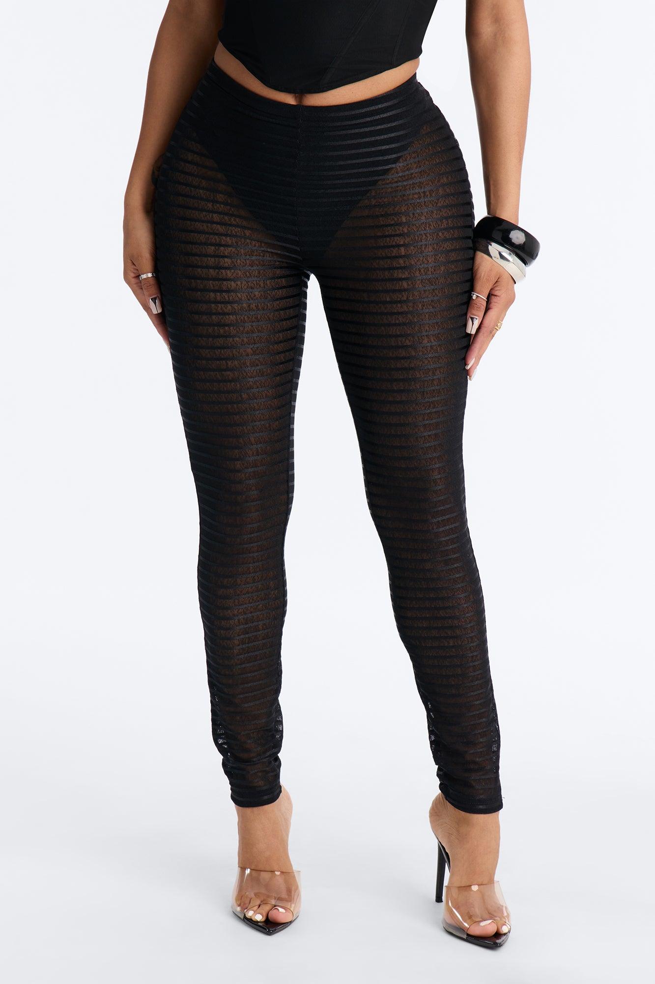 Kaylee Mid Rise Sheer Mesh Legging - Black Female Product Image