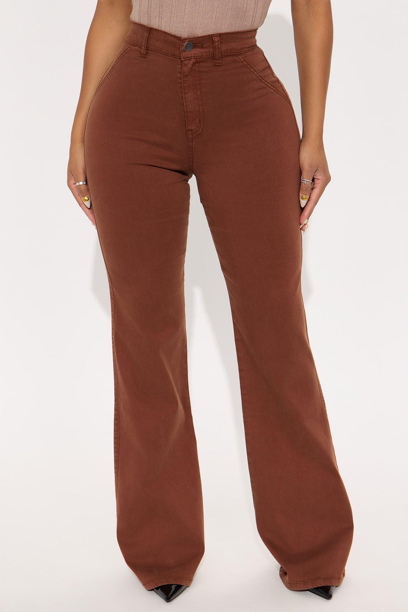 Classic Color Trouser Flare Jeans - Brown Female Product Image