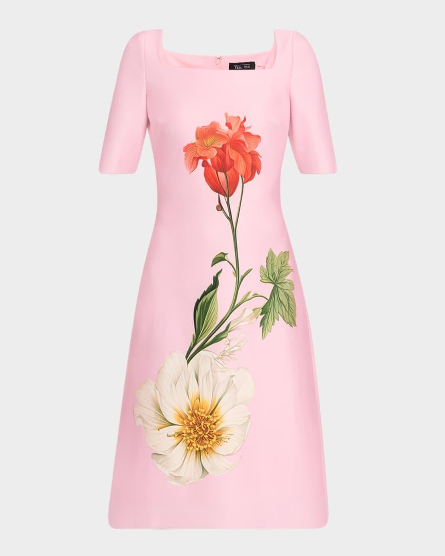 Floral-Print Scuba Midi Dress Product Image