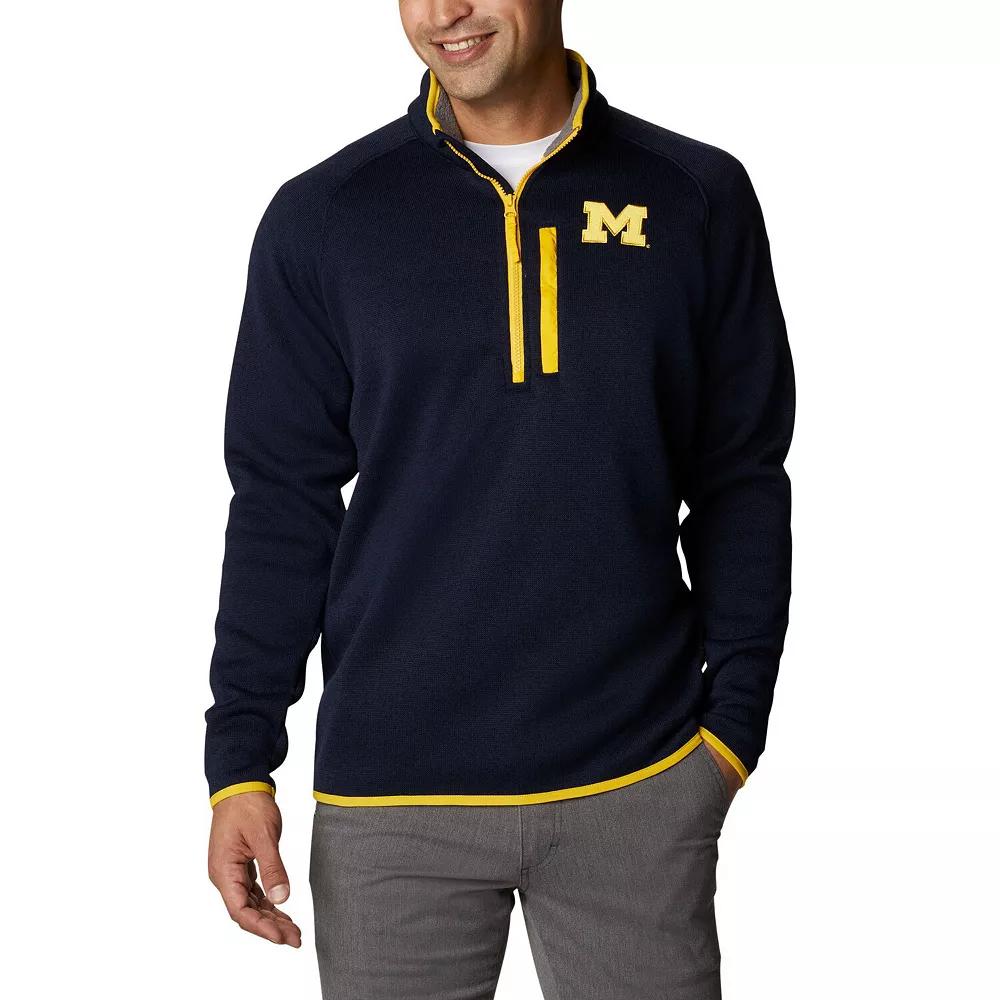 Men's Columbia Navy Michigan Wolverines Canyon Point Omni-Shield Raglan Half-Zip Pullover Top, Size: Large, Blue Product Image