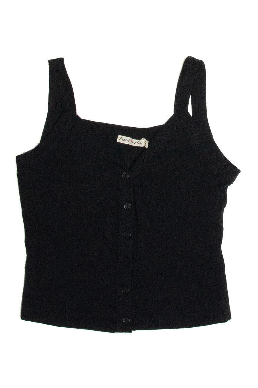 Black Button Down Tank Top Product Image
