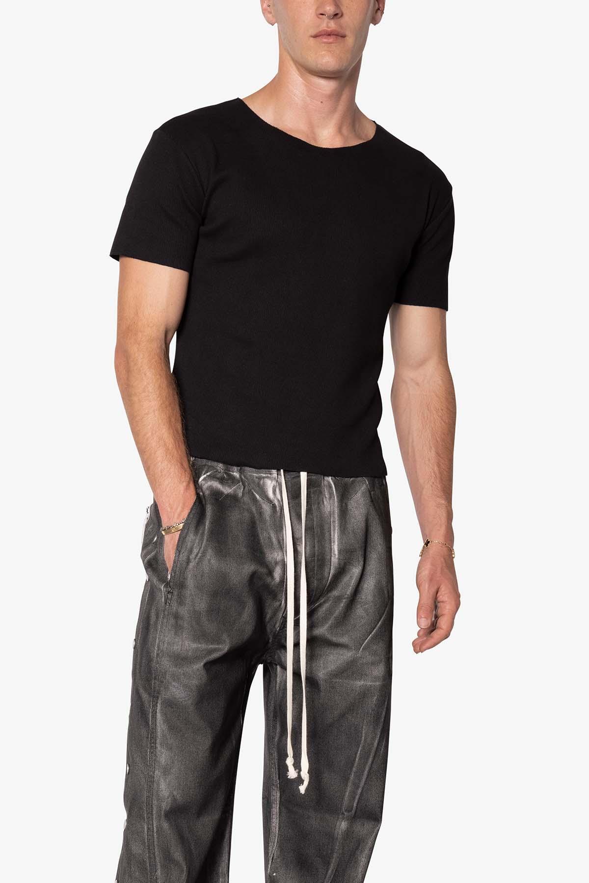 Fitted Ribbed Tee - Black Product Image