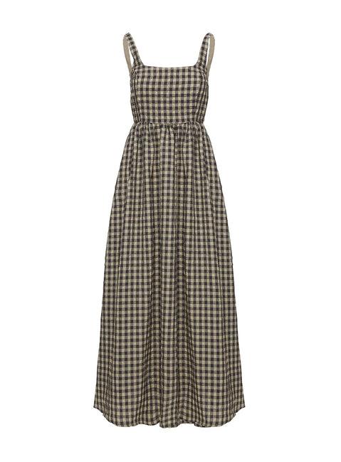 Cartmel Check Maxi Dress Black / Cream Product Image