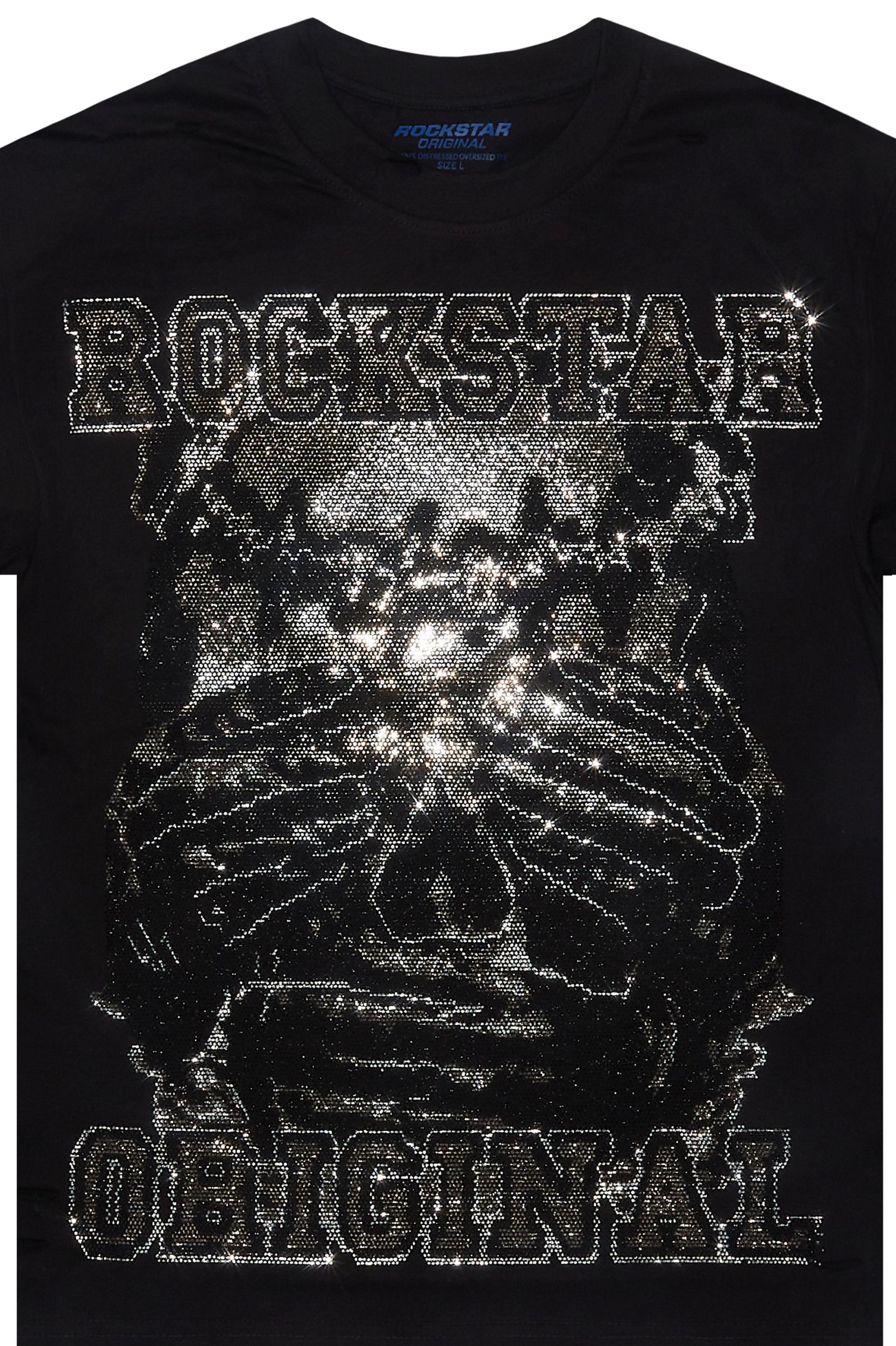 Shinika Black Rhinestone Oversized T-Shirt Female Product Image