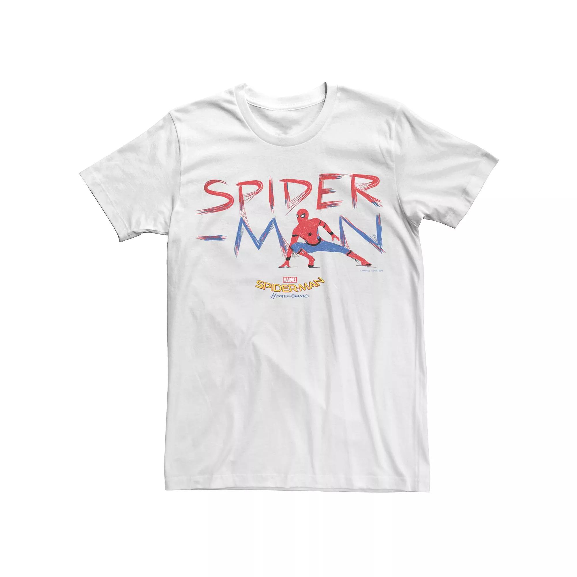 Men's Marvel Spider-Man Sketch Graphic Tee, Size: XXL, White Product Image