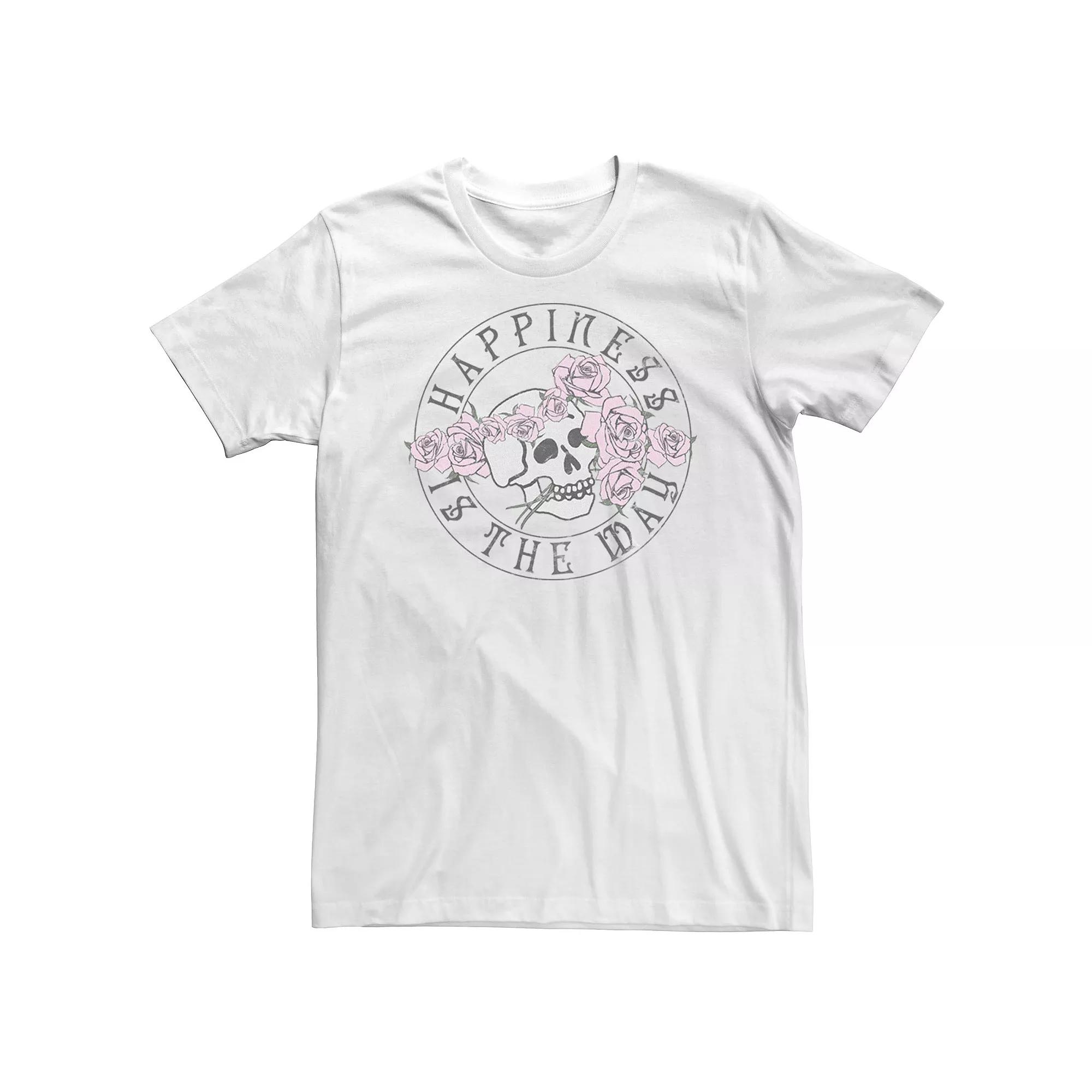Big & Tall Trendy "Happiness Is The Way" Skull Tee, Men's,  Product Image