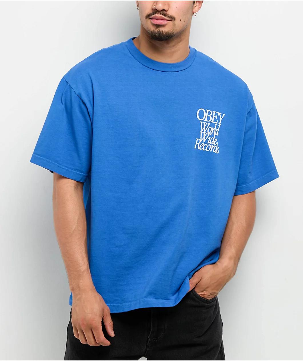 Obey Worldwide Records Blue T-Shirt Product Image