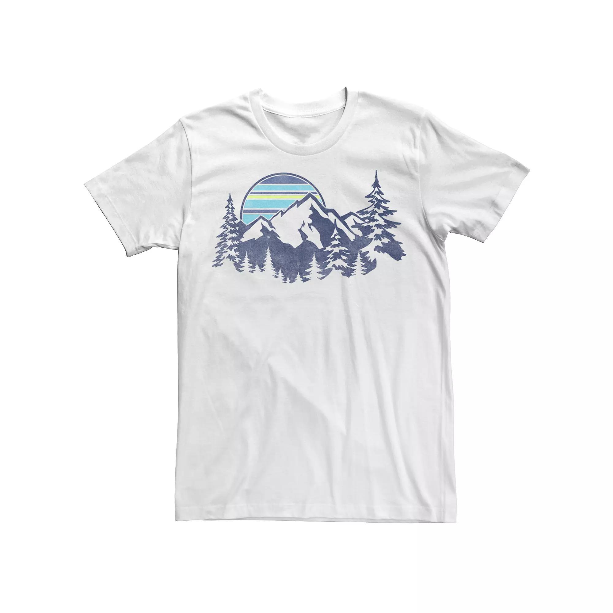 Men's Mountain Range Striped Sunset Tee, Size: XXL, White Product Image