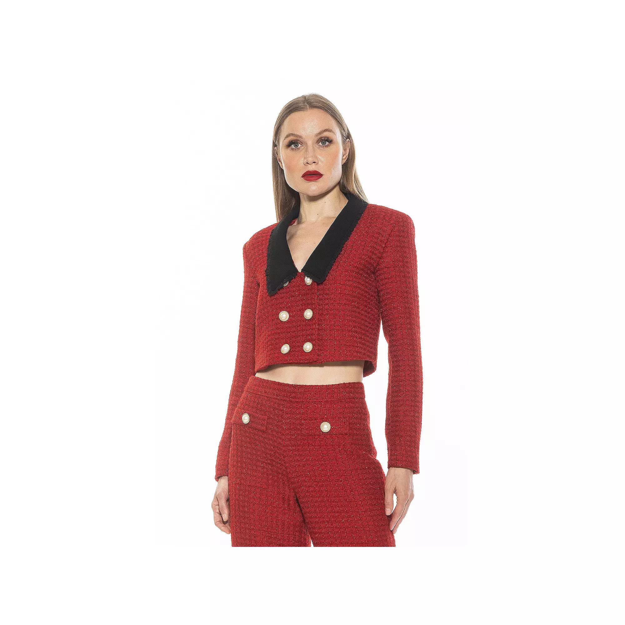 Women's ALEXIA ADMOR Aurelia Drop Lace Collar Cropped Tweed Jacket,  Product Image