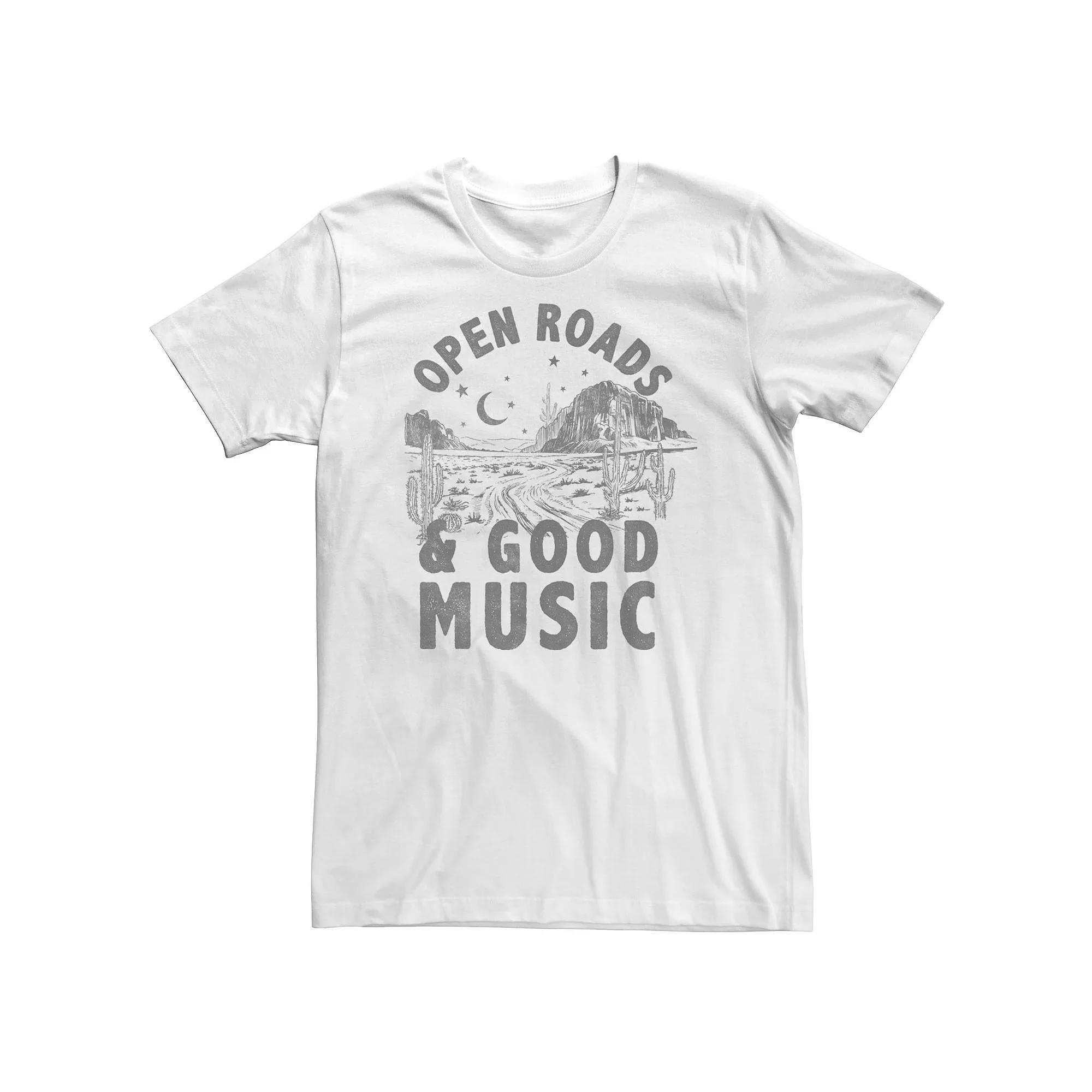 Big & Tall "Open Roads & Good Music" Desert Tee, Men's, Size: 3XL Tall, White Product Image