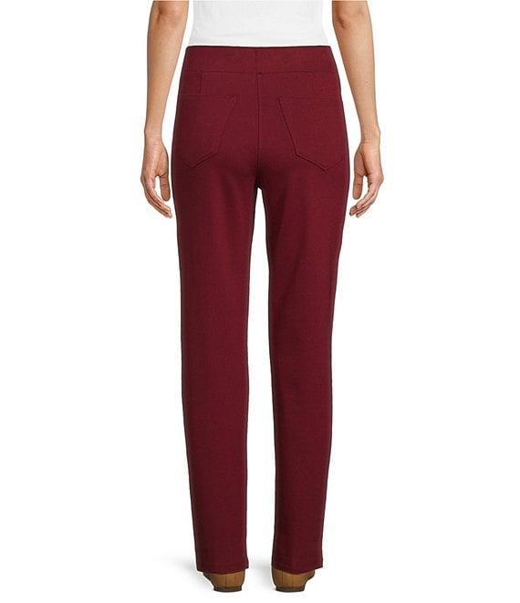 Intro Petite Size Bella Solid Double Knit Slim Her Straight Leg Pants Product Image