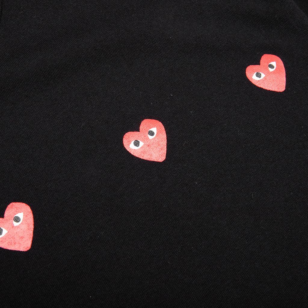 Multi Red Heart Logo Print T-Shirt - Black Male Product Image