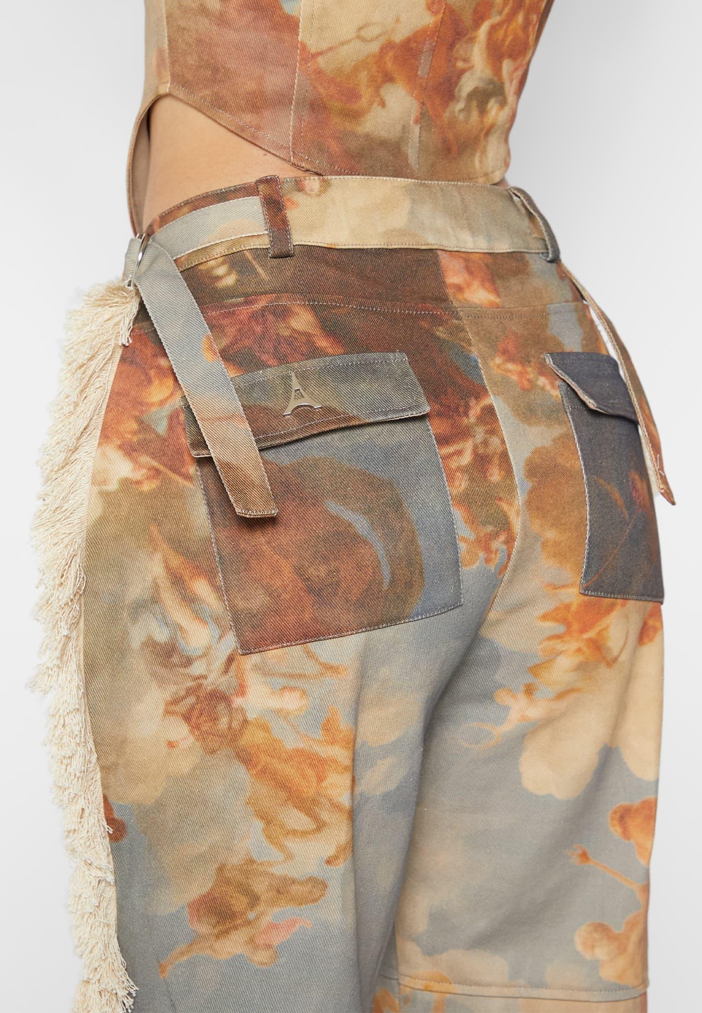 Mid Rise Art Cargo Pants with Tassels - Multi Female Product Image