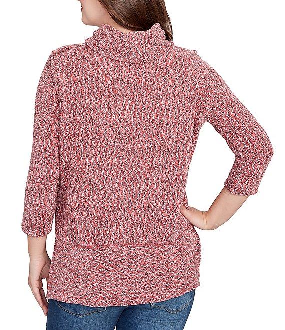 Ruby Rd. Chenille Space-Dye Cowl Neck 3/4 Sleeve Top Product Image