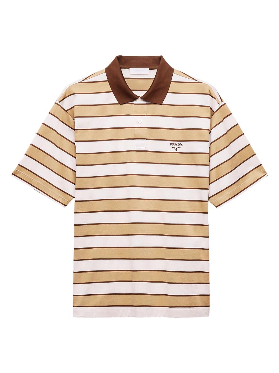 Mens Striped Jersey Polo Shirt Product Image