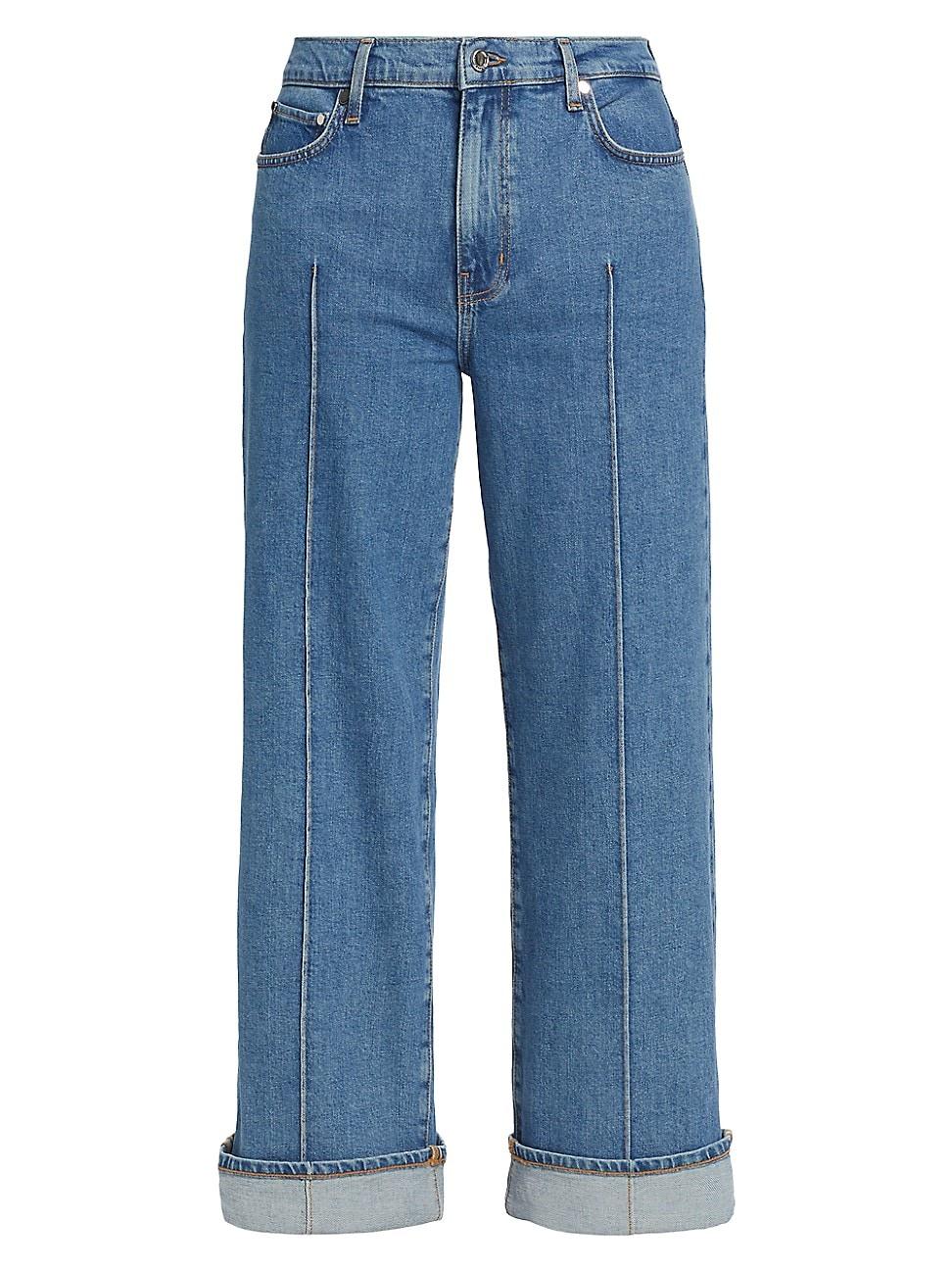 Womens Delano Cuffed Wide-Leg Jeans Product Image