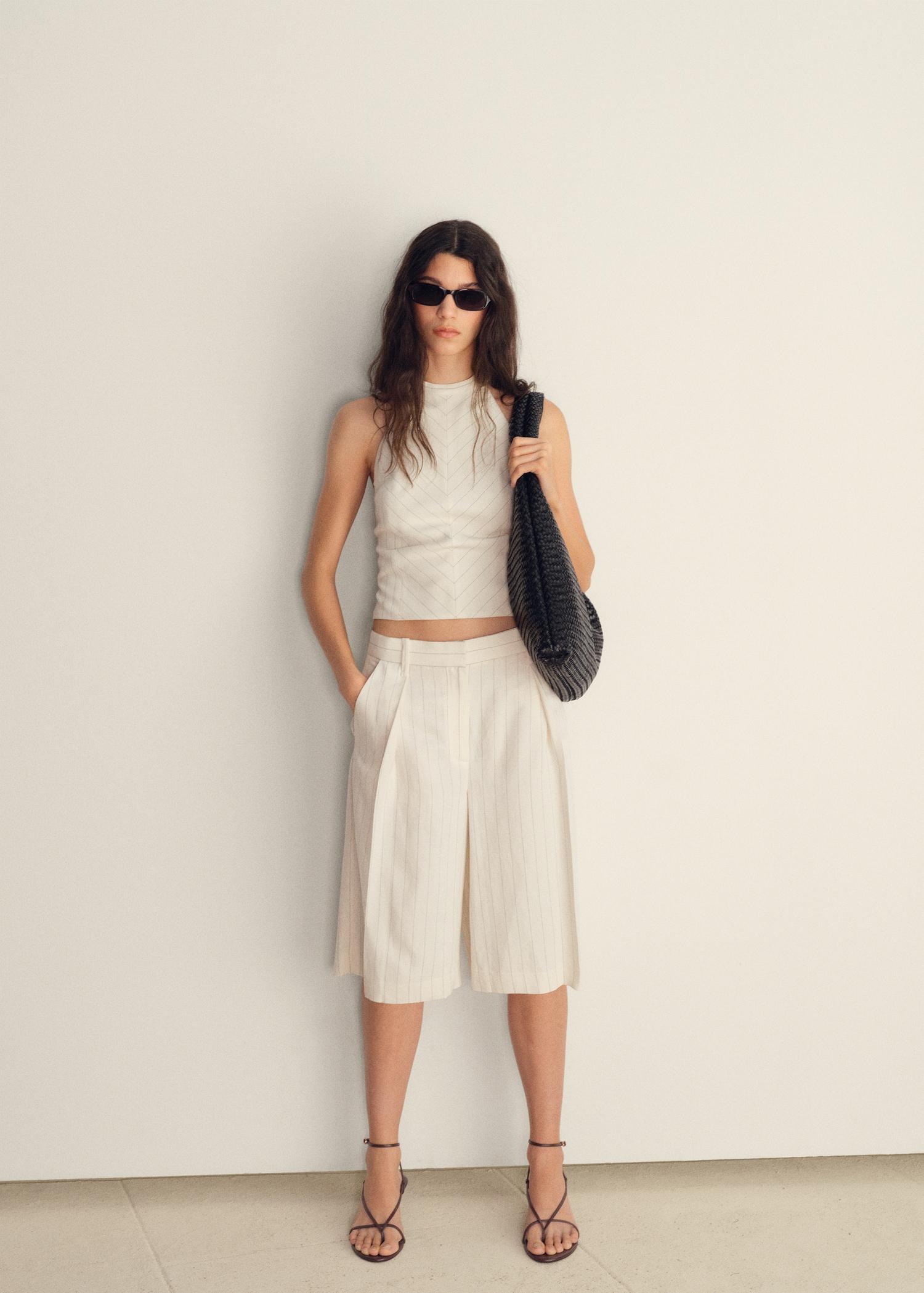 Striped halter-neck top - Women | MANGO USA Product Image