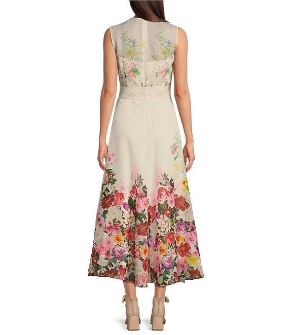 Alex Marie Talulla Floral Organza Sleeveless Tie Waist Maxi Dress Product Image