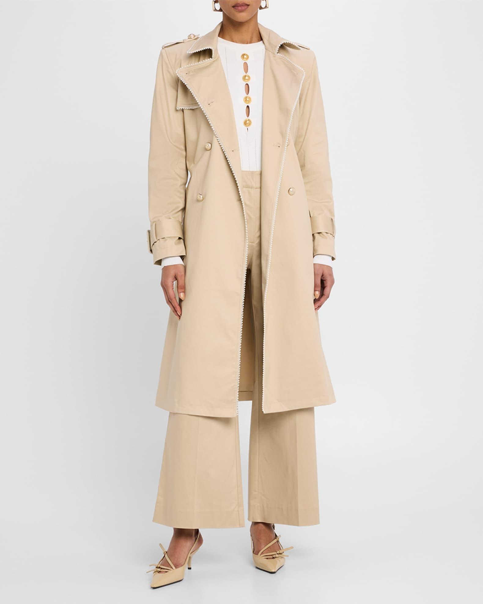 Vanna Pearl-Trim Trench Coat Product Image