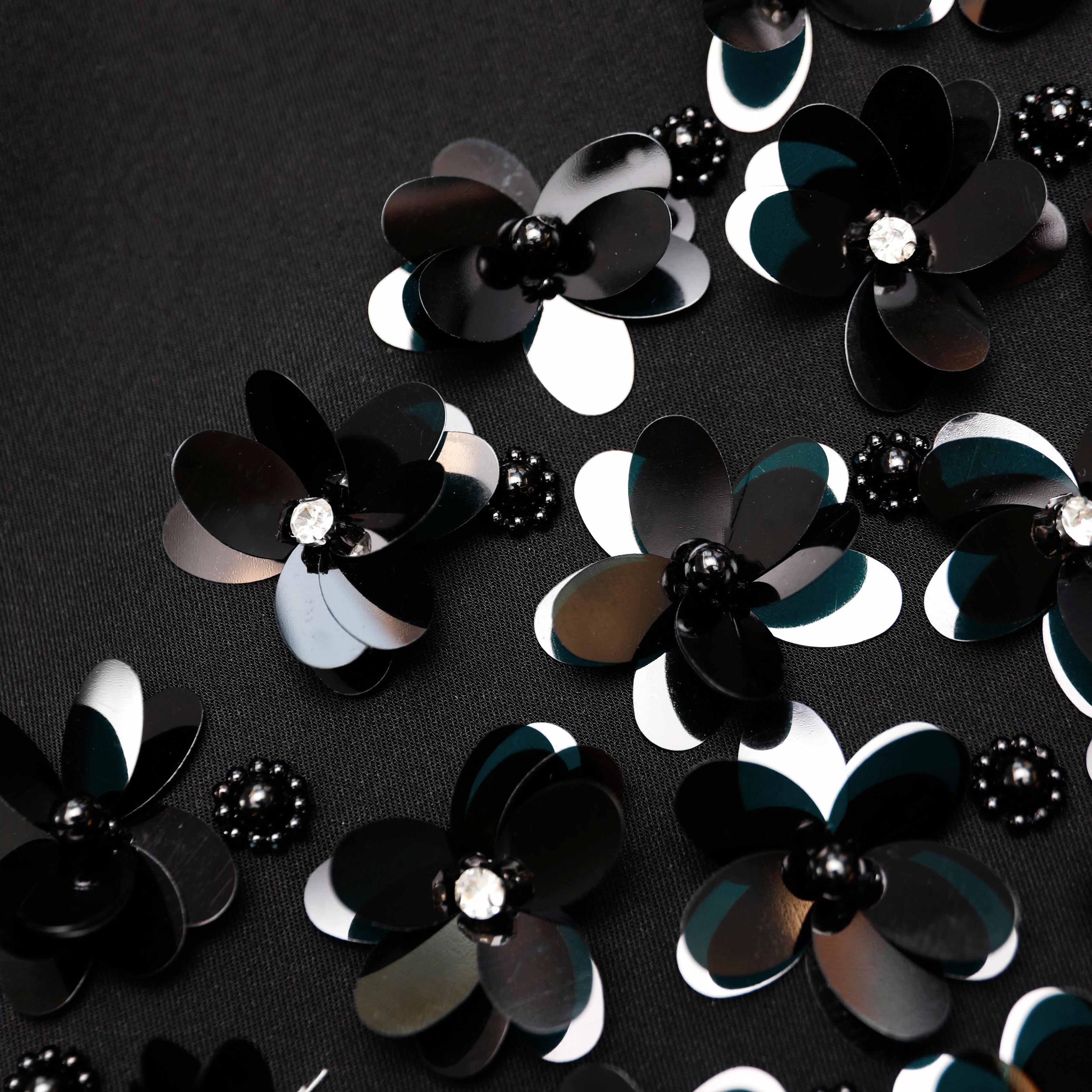 Black Crepe 3D Sequin Mini Dress Product Image