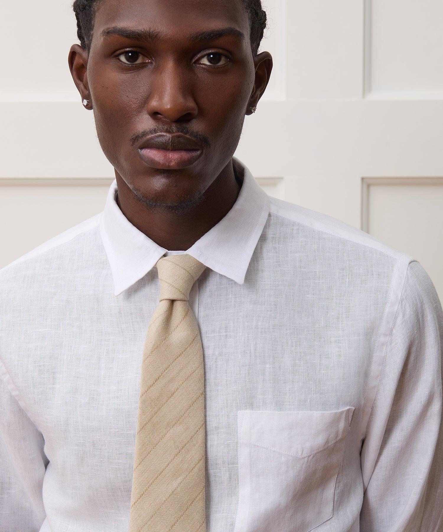 Slim Sea Soft Irish Linen Point Collar Shirt Product Image