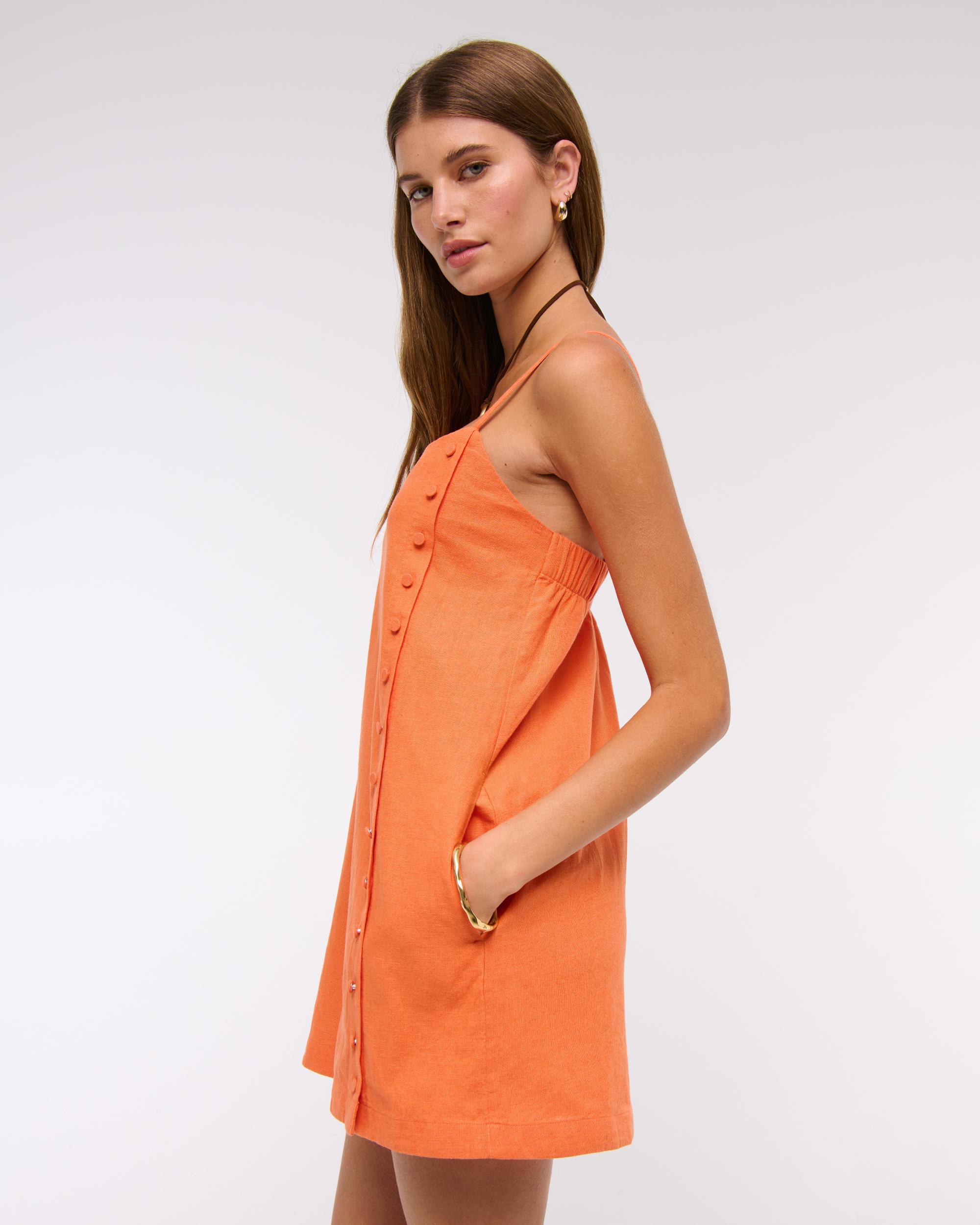 Linen-Blend Button Skort Product Image