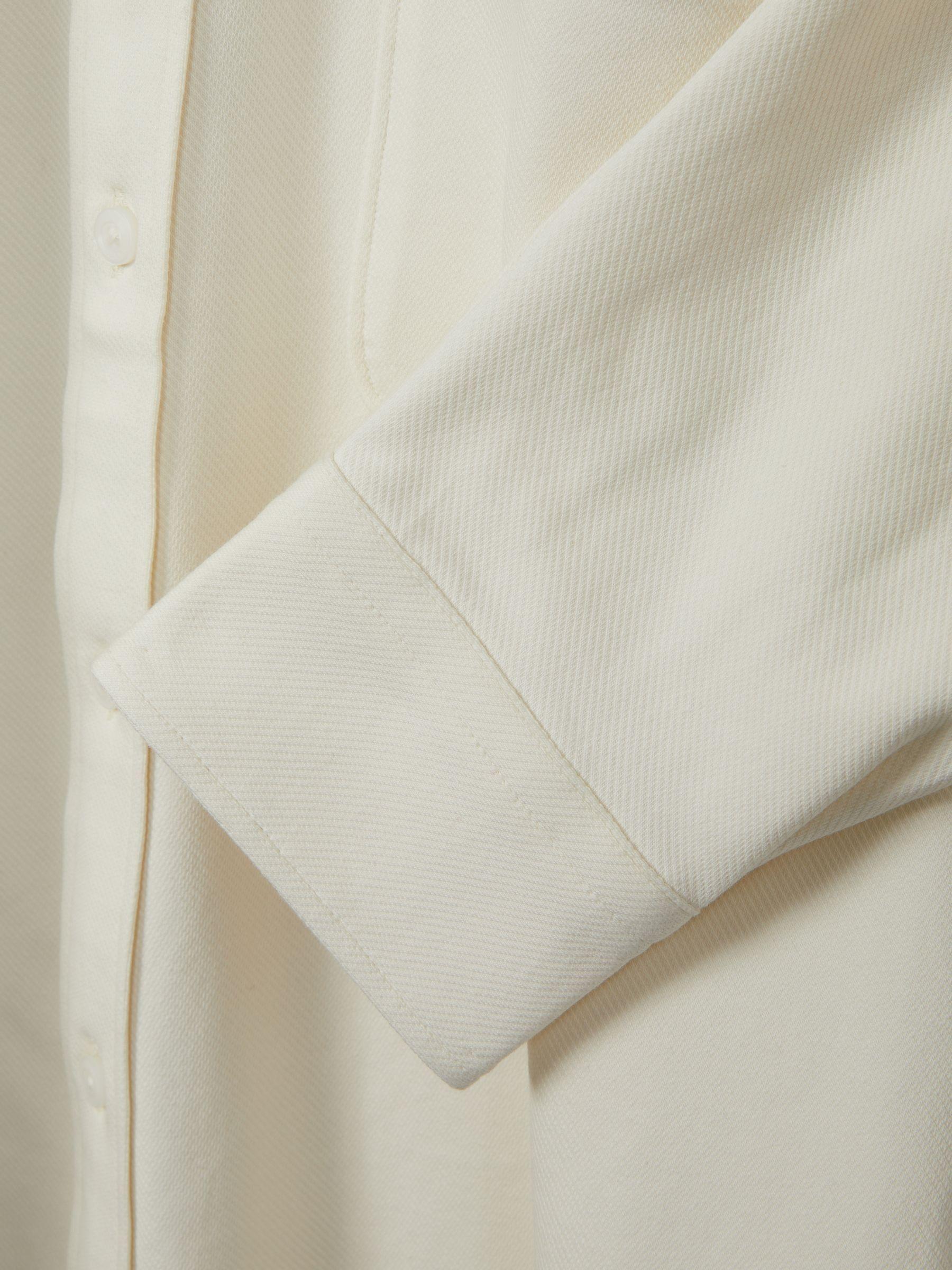 Cotton Blend Twill Overshirt in Off White Product Image