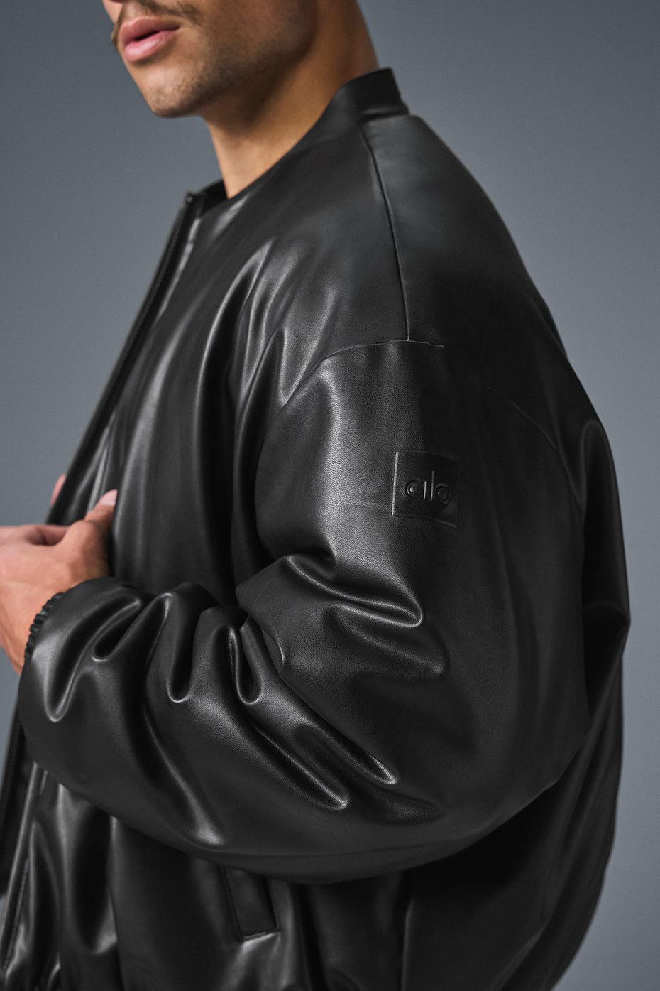 Faux Leather Premier Bomber - Black Product Image
