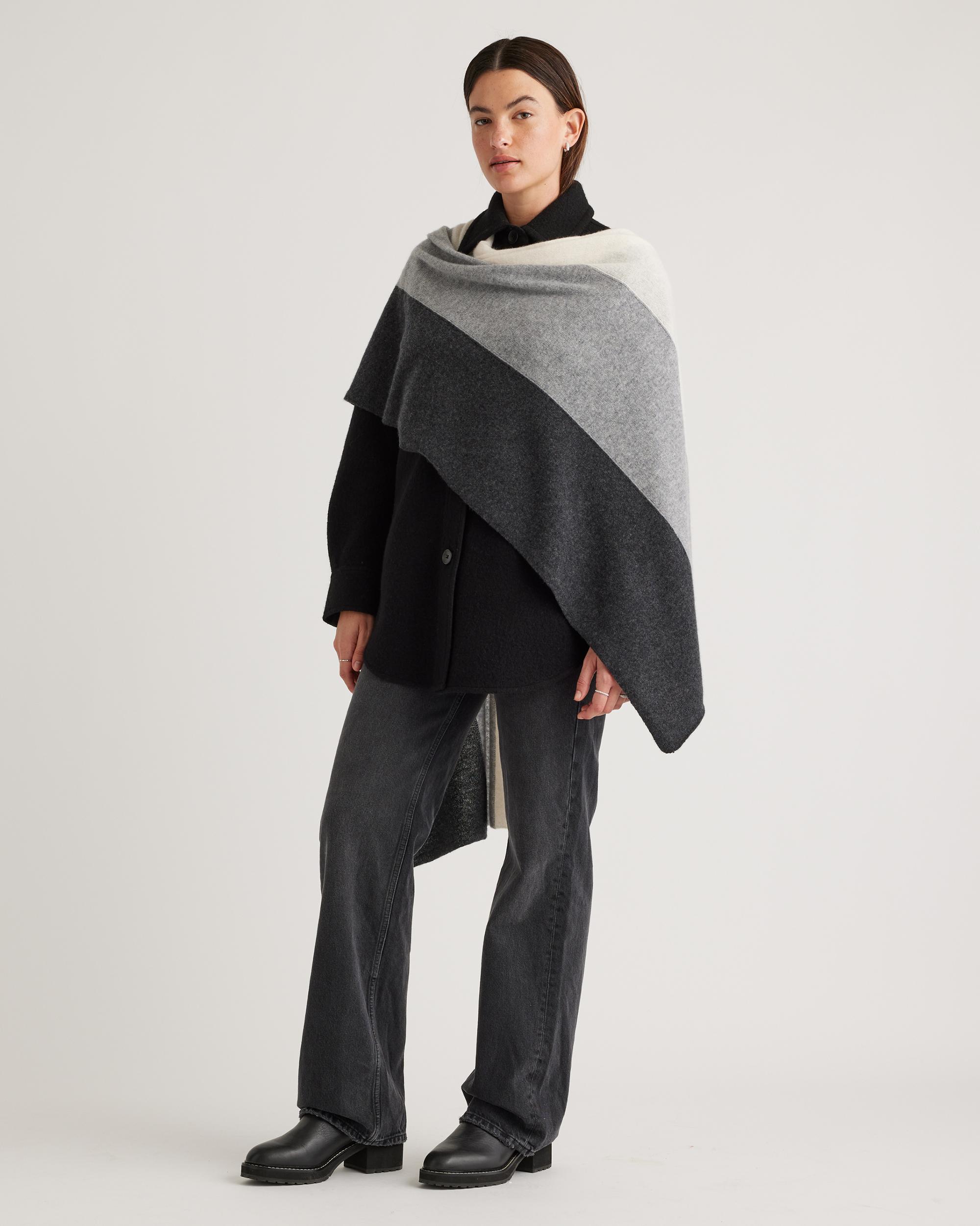 Quince | Women's Mongolian Cashmere Colorblock Wrap Product Image