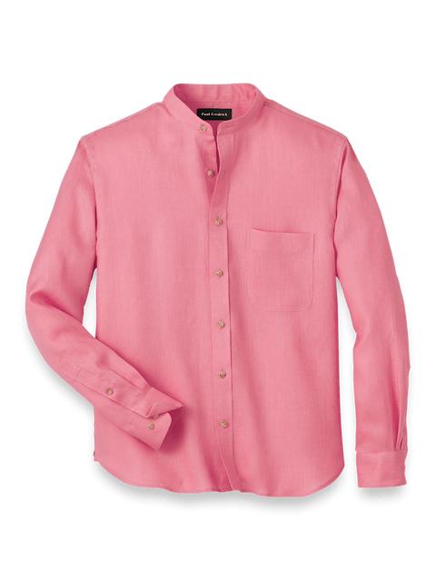 Linen Solid Casual Shirt - Pink Product Image