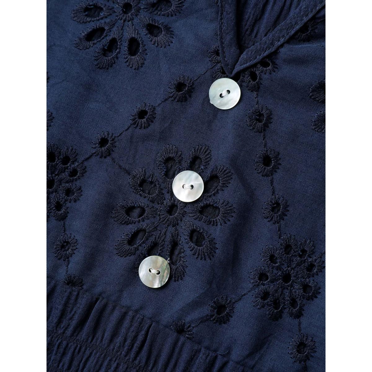 Plus Size Textured Notched Collar Midi Dress Indigo Women Leisure Texture Flat collar with V-notch Elbow-length sleeve Curvy BloomChic 22-24/3X Product Image