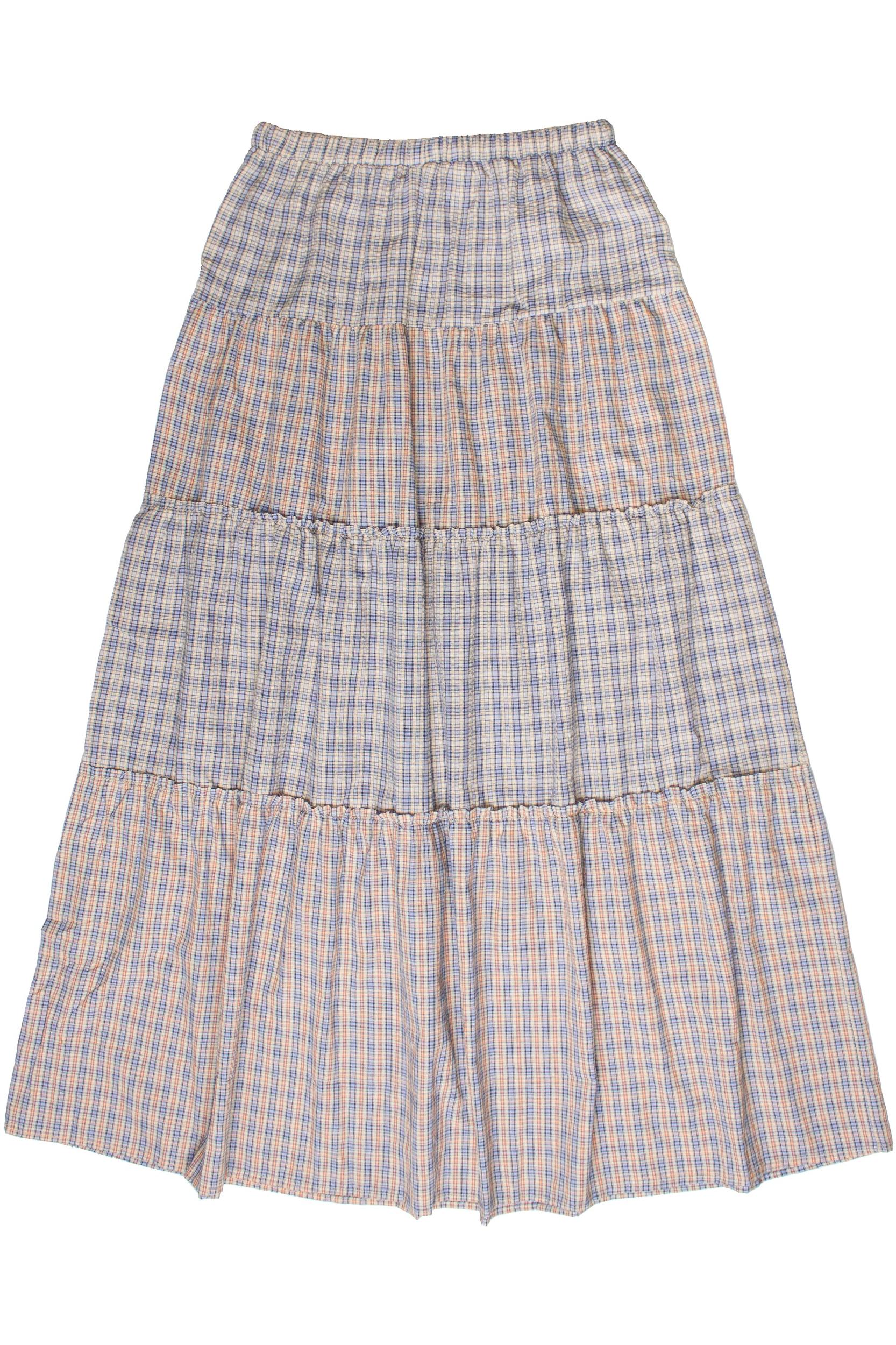 Mixed Plaid Tiered Maxi Skirt Product Image