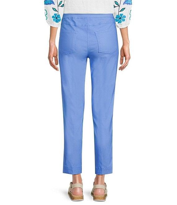 Slimsation® by Multiples Petite Size Wide Waistband Pull-On Plain Weave Ankle Pants Product Image