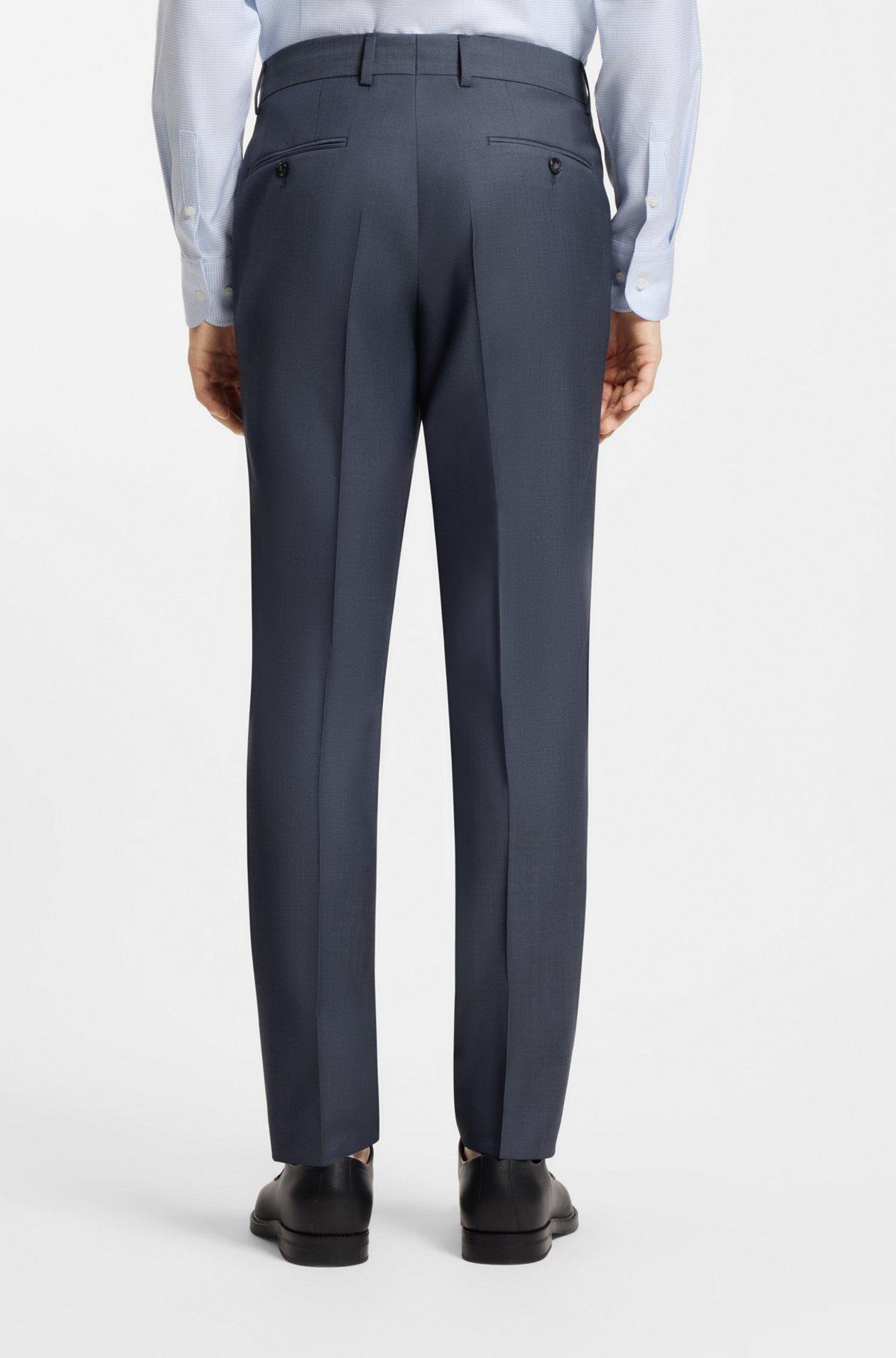 Two-piece slim-fit suit in patterned virgin wool Product Image