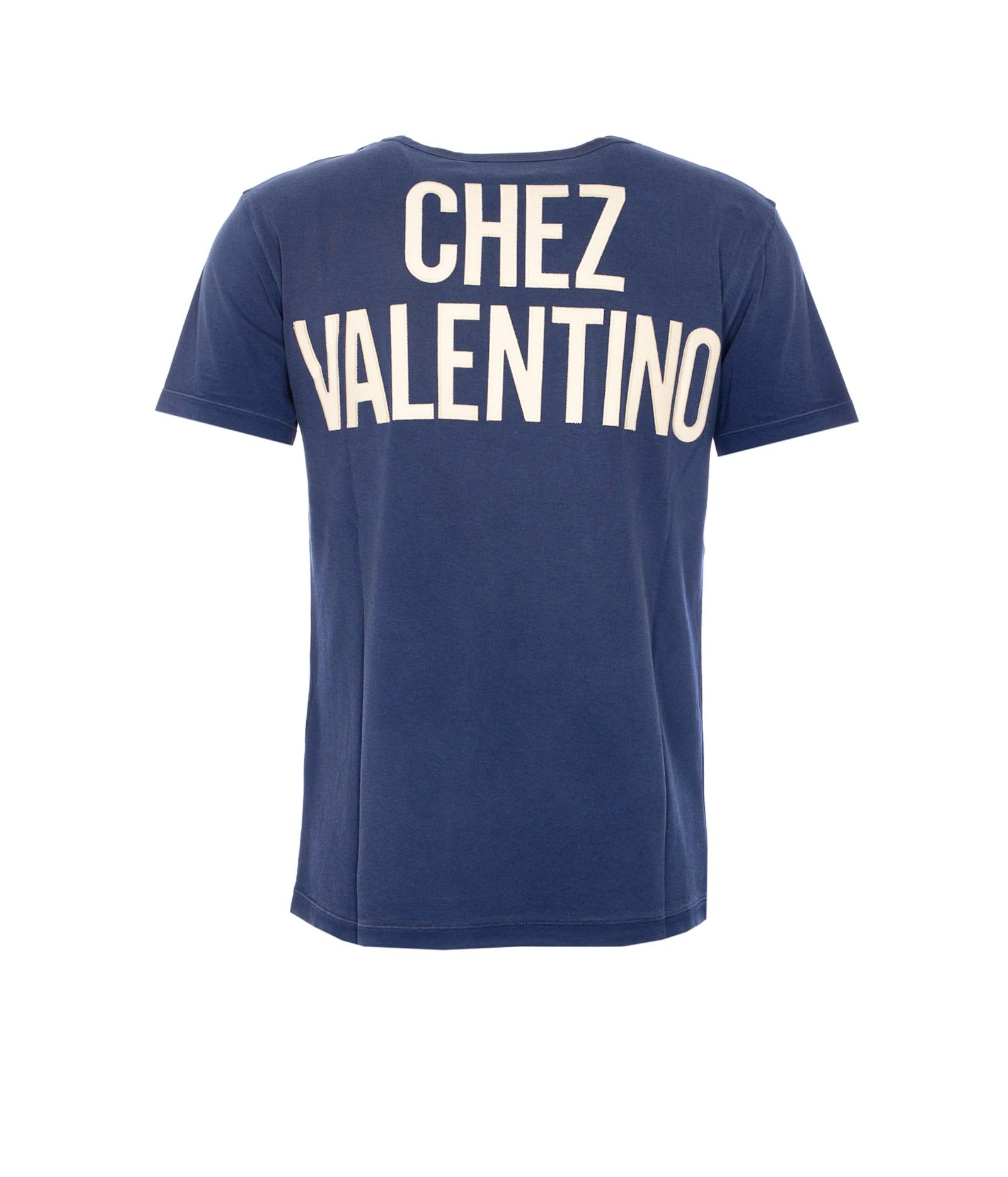 VALENTINO Garavani Navy Cotton T-shirt In Blue Product Image