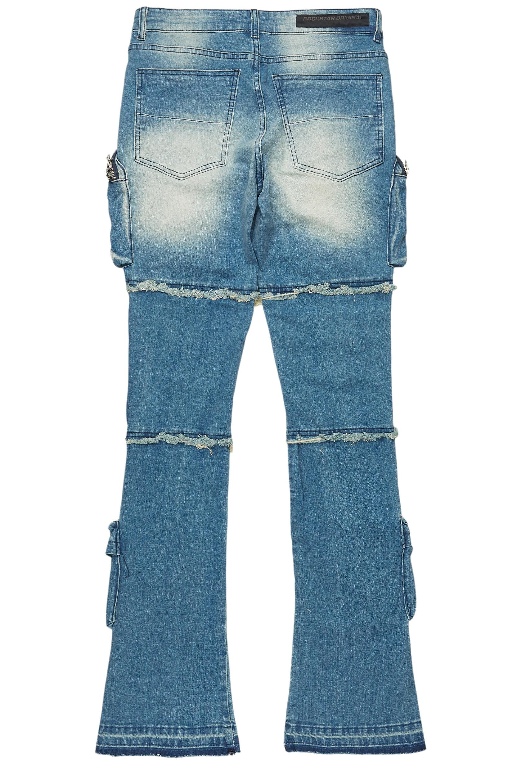 Shift Dirty Blue Stacked Flare Jean Male Product Image