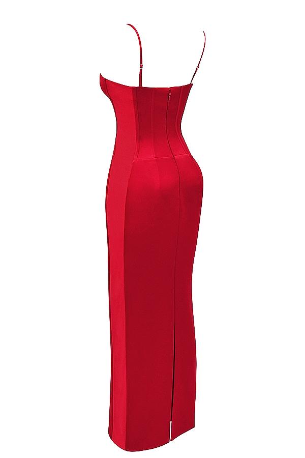 Shani  red satin corset maxi dress Product Image