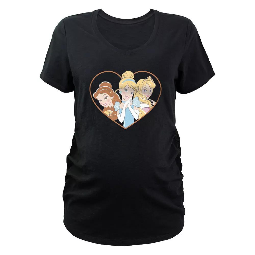 Disney Princess Belle, Cinderella & Aurora Blushing Heart Maternity Graphic Tee, Women's,  Product Image