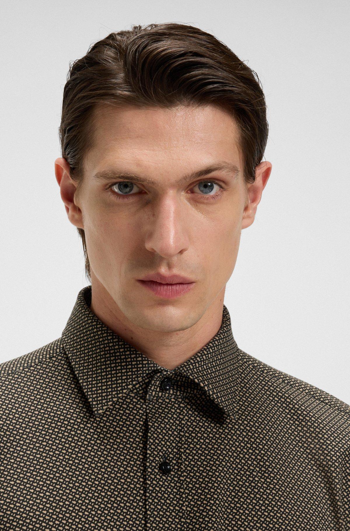 Slim-fit shirt in cotton with monogram print Product Image