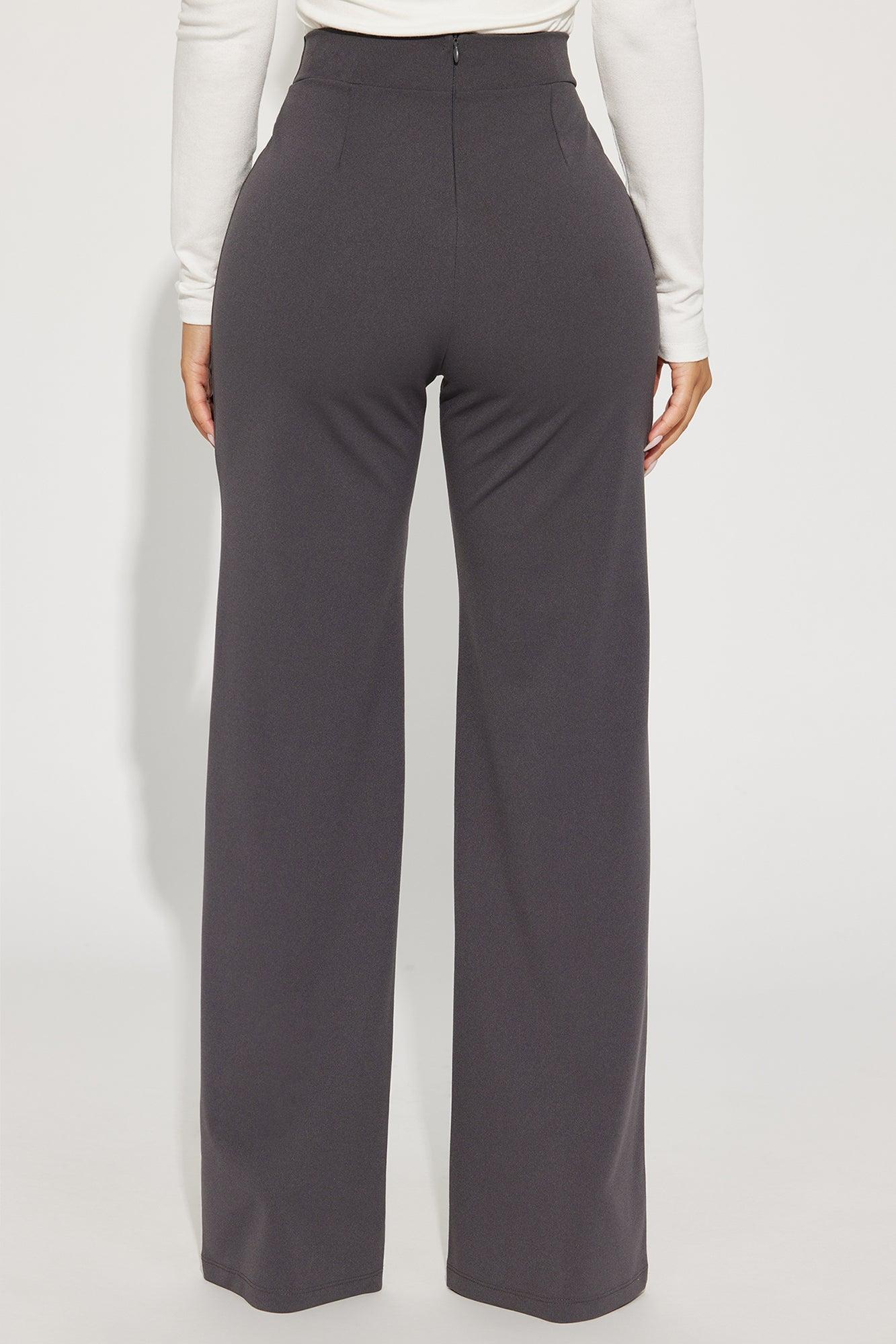 Petite Victoria High Waisted Dress Pants - Charcoal Product Image