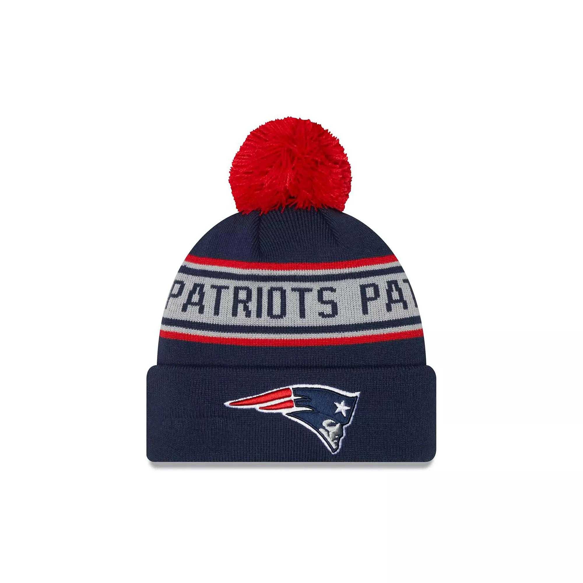 Men's New Era Navy New England Patriots Repeat Cuffed Knit Hat with Pom, Blue Product Image