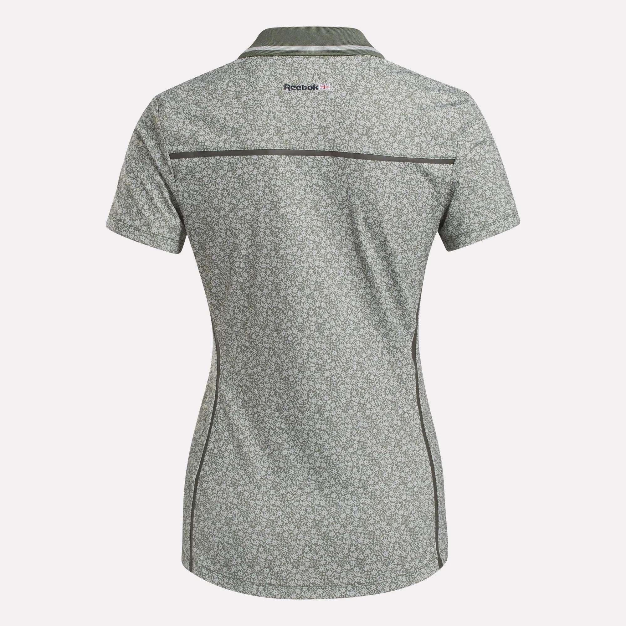 Women's Cap Sleeve Johnny Collar Micro Floral Polo Shirt Female Product Image